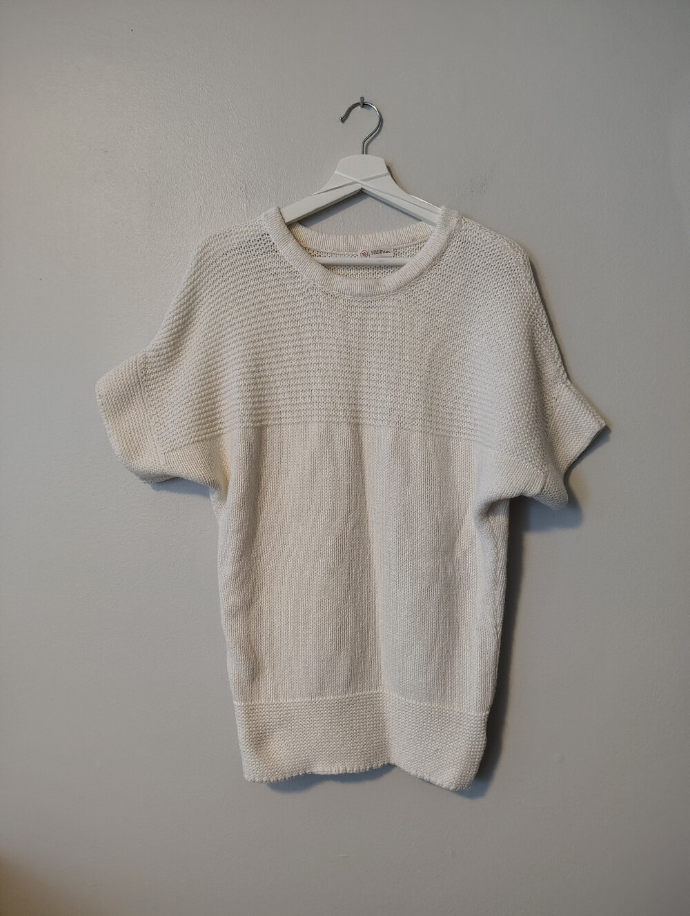 Nevada Off-White Short Sleeve Knit Sweater